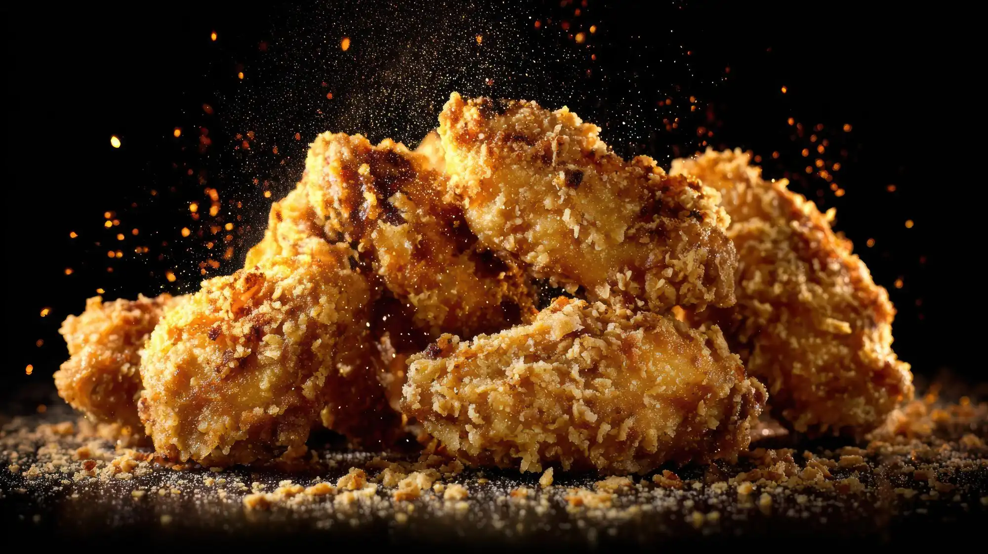 Plato de tiras de pollo crujientes con salsa de la casa